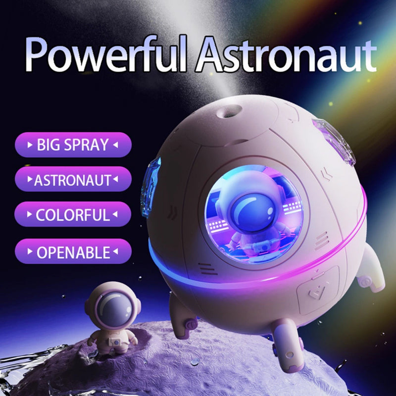 Umidificador de Ar Astronauta 220ml Luz LED Colorida Pulverizador De Névoa USB