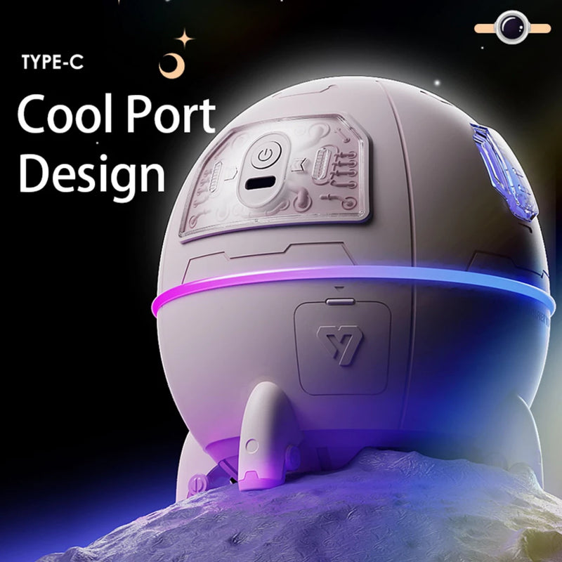 Umidificador de Ar Astronauta 220ml Luz LED Colorida Pulverizador De Névoa USB